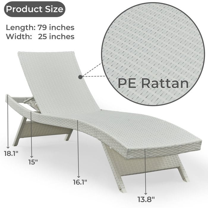 All Weather Wicker Chaise Lounge - Set of 2