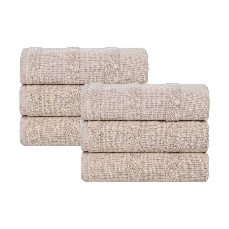 Superior Roma Cotton Ribbed Soft Highly Absorbent Hand Towel Set of 6