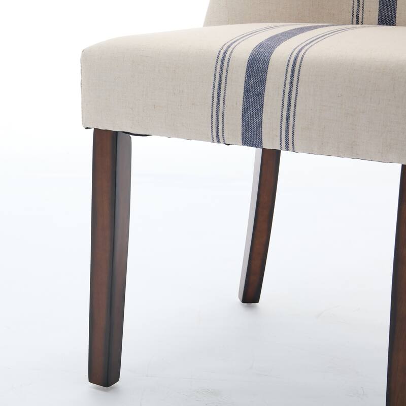 Wooden Dining Chairs Set of 2, Modern Fabric Upholstered Kitchen Side Chairs, Farmhouse Dining Room Chair with Nailhead Trim