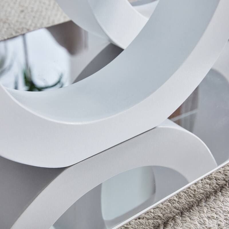 Contemporary Style Glass-Top Mdf Coffee Table With Base