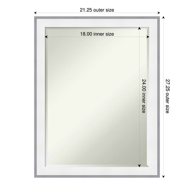 Maya Half-Inch-Bevel Framed Wall Mirror - 21 x 27 in - Maya White Silver