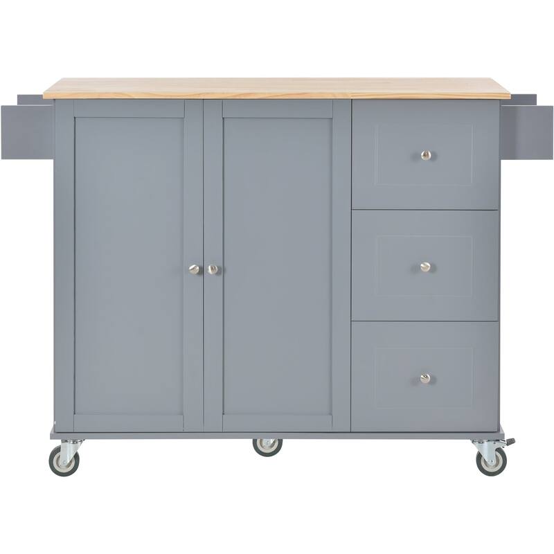 Multifunctional Kitchen Cart with Spice Rack and Adjustable Shelves