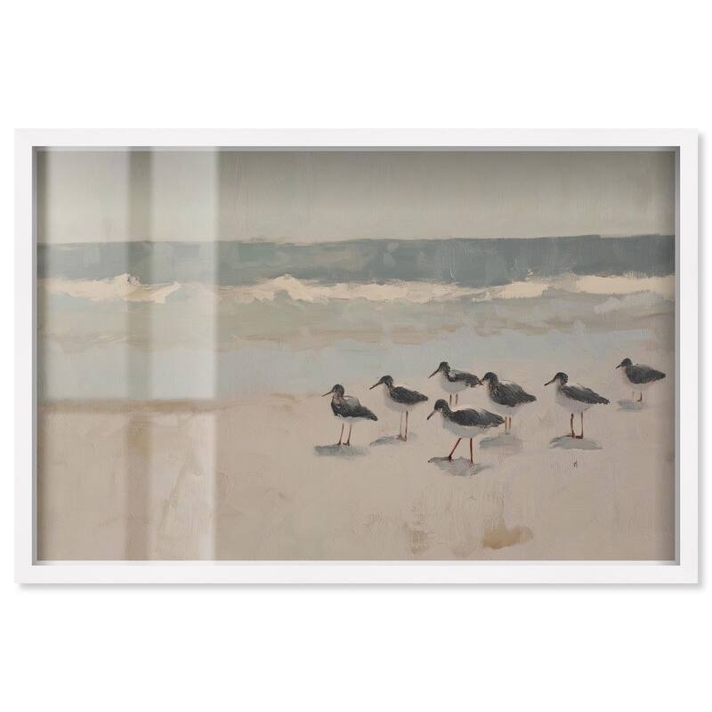 Seagulls at the Beach II Shadowbox by Art Remedy - White - 36" x 24"