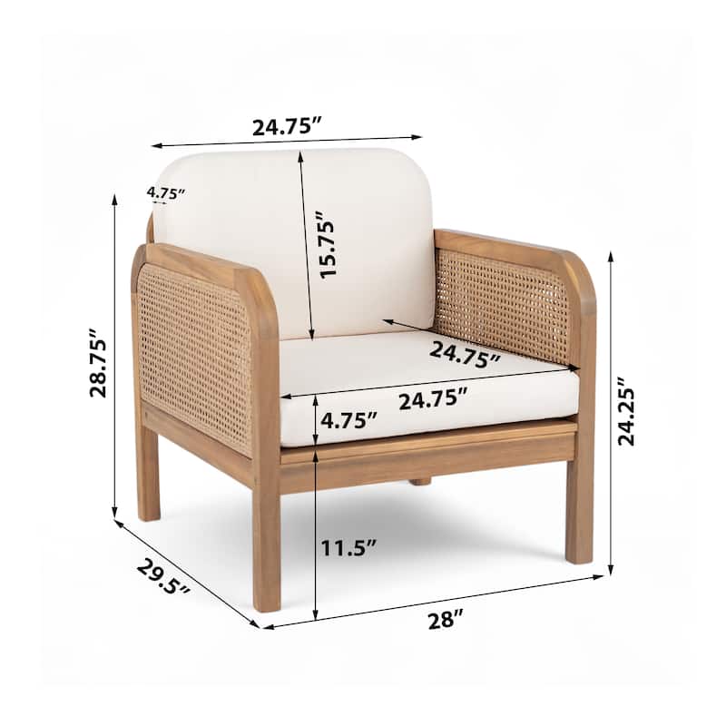 Christopher Knight Home- Evangeline Outdoor Acacia Wood Wicker Club Chair