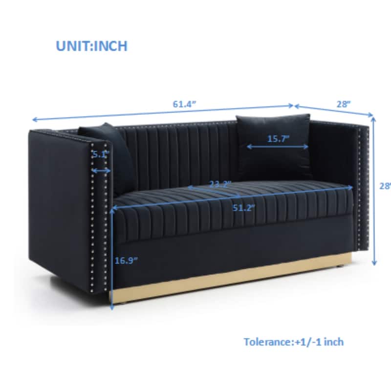 Small Sofa Couch with Nailhead Trim, Bedroom 2 Seat Settee, Versatile Love Seat Couches for Small Space Apartment