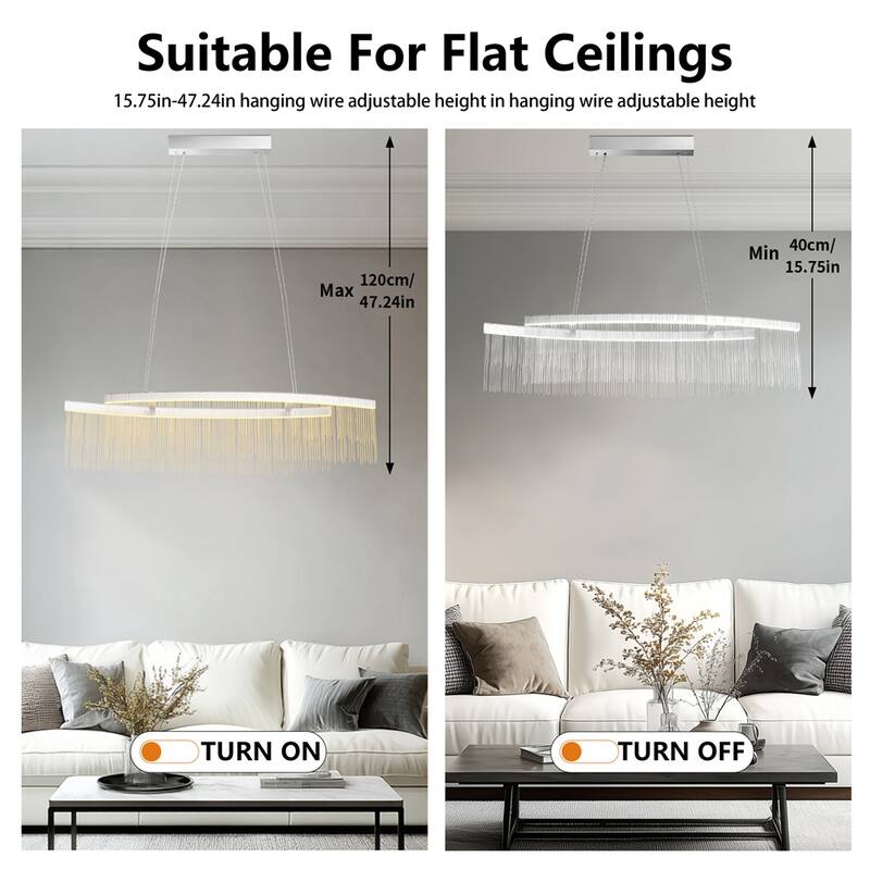 Luxury LED Pendant Light Tassel & Round Linear Chandeliers Dining room