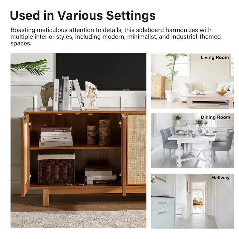Heinz 63"Wide Contemporary Storage Sideboard with Adjustable Shelves by HULALA HOME