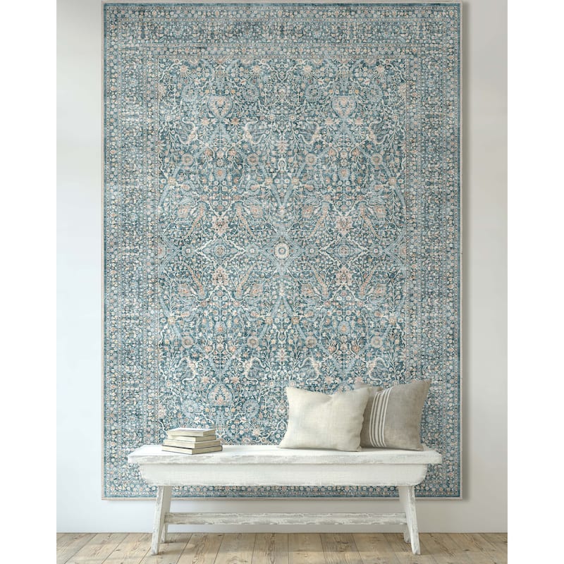 Well Woven Asha Isolde Vintage Oriental Flat-Weave Area Rug - 5' 3" x 7' 3" - Blue - Rectangle
