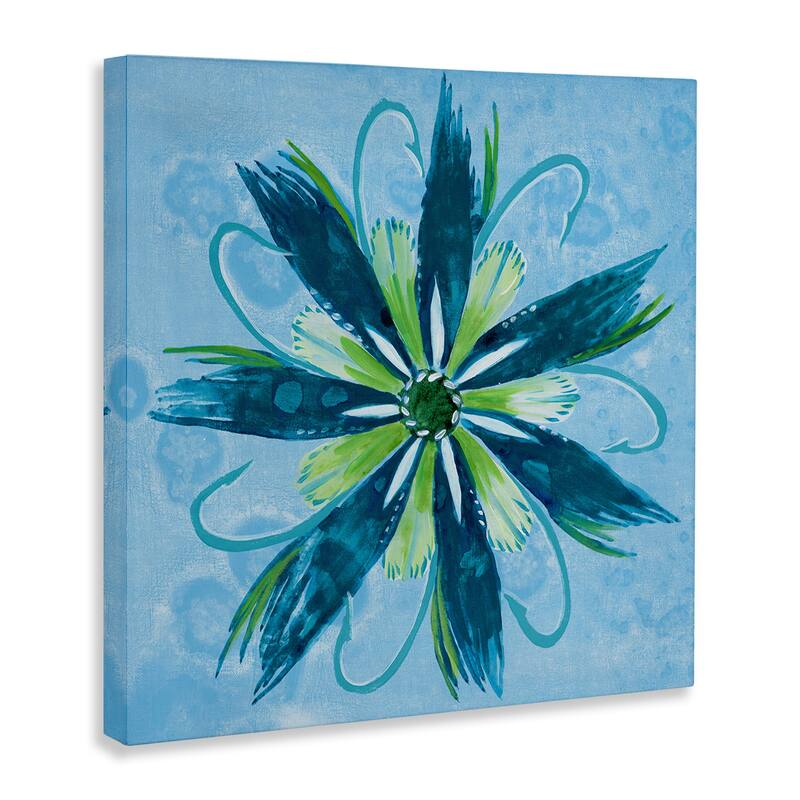 Stupell Blue & Green Abstract Flower Canvas Wall Art Design By Liz Jardine