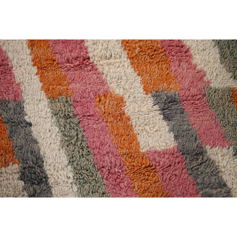 Multi-Color Moroccan Abstract Area Rug Hand-Knotted Wool Carpet - 5'11"x 10'0"