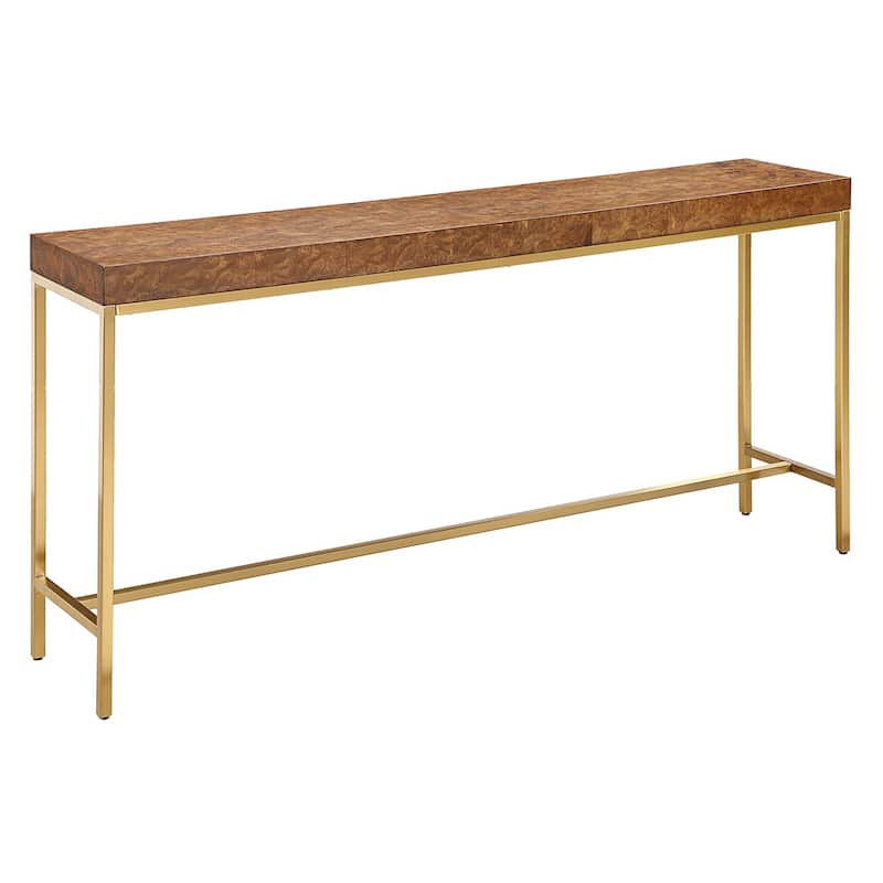 Burl Rectangular Console Table - 60" - Brown and Gold