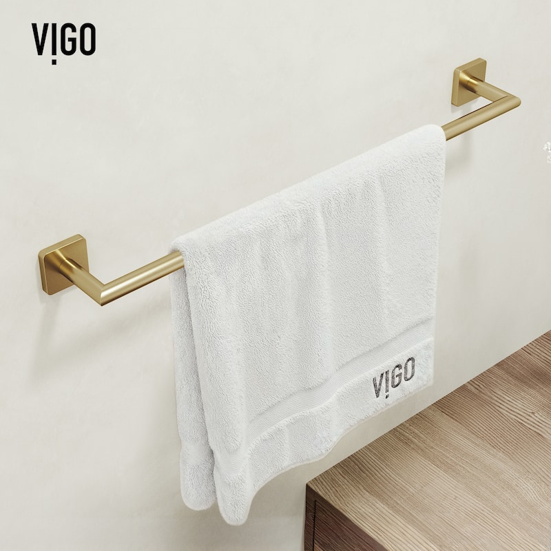 VIGO Satro 4-Piece Bathroom Hardware Accessory Set with 24 in. Towel Bar, Toilet Paper Holder, Hand Towel Holder, Hook
