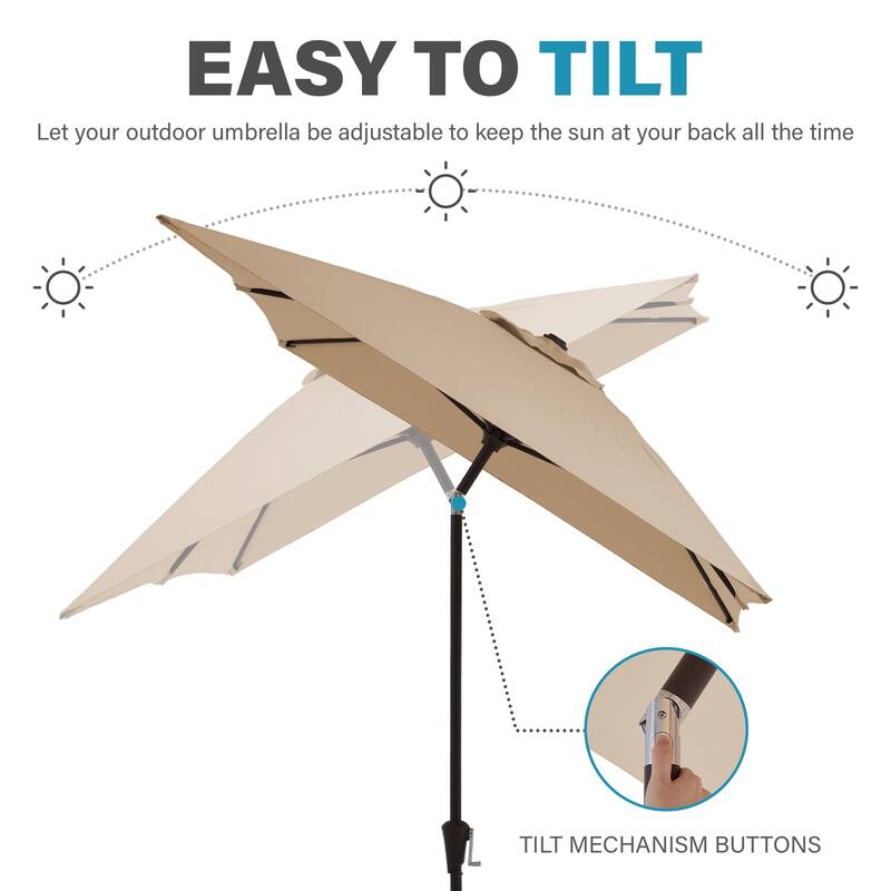 6.5*10ft Rectangular Patio Market Umbrella with Crank & Tilt, UV & Water-Resistant Canopy