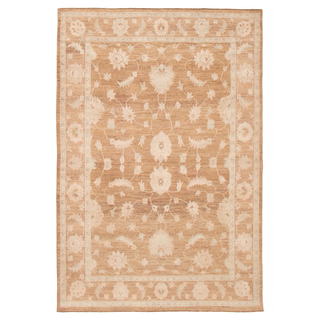 ECARPETGALLERY Hand-knotted Peshawar Oushak Brown Wool Rug - 5'11 x 8'9