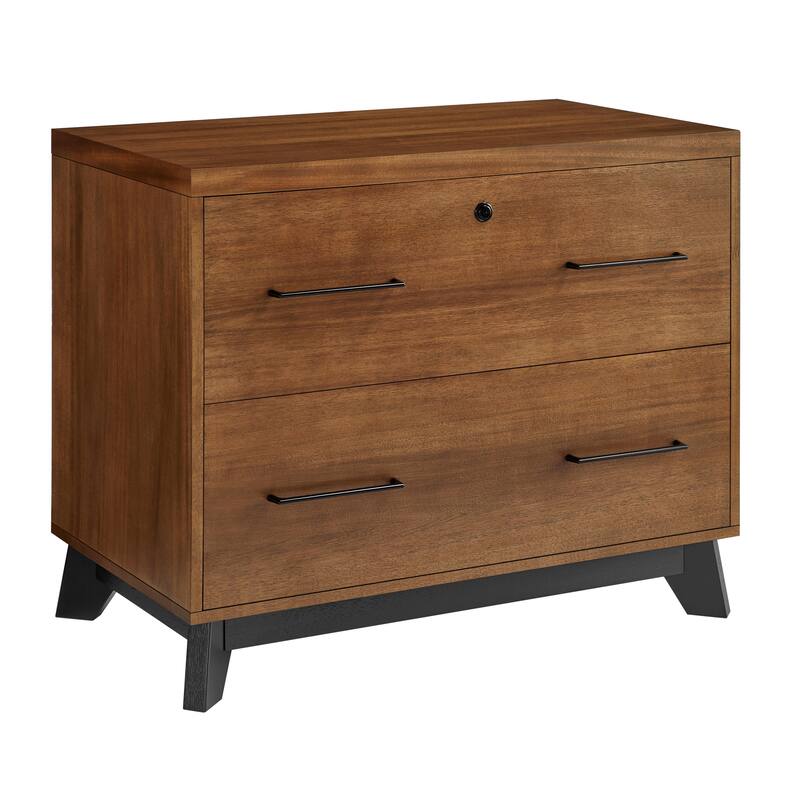 Modern Wood Lateral File, Office Lateral File, Storage File Drawer, Fully Assembled, Rich Medium Brown