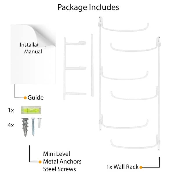 dimension image slide 2 of 3, Wallniture Guru Wall Mount Foam Roller and Yoga Mat Holder, Towel Rack with 3 Hooks