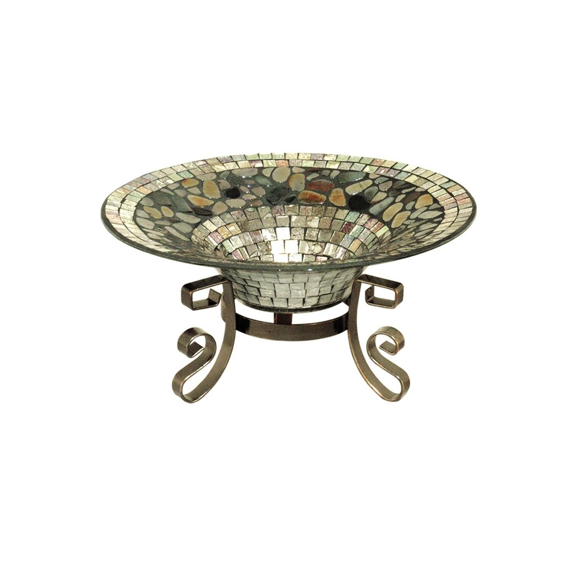 Shop 11 75 Silver Mosaic Hand Set Glass Bowl With Decorative Pedestal Stand Overstock 16661624