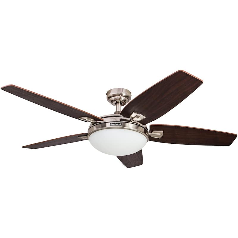 48" Honeywell Carmel Brushed Nickel Ceiling Fan with Integrated Light and Remote