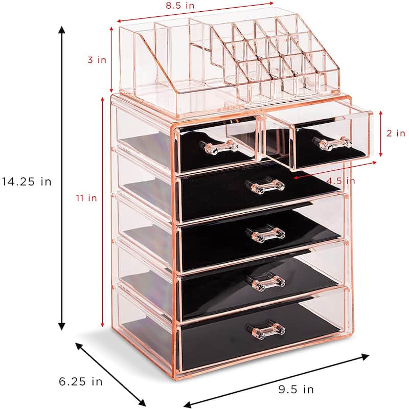 Sorbus Cosmetic Makeup and Jewelry Storage Case Display - Spacious Design - Vanity and Countertop (4 Large, 2 Small Drawers)