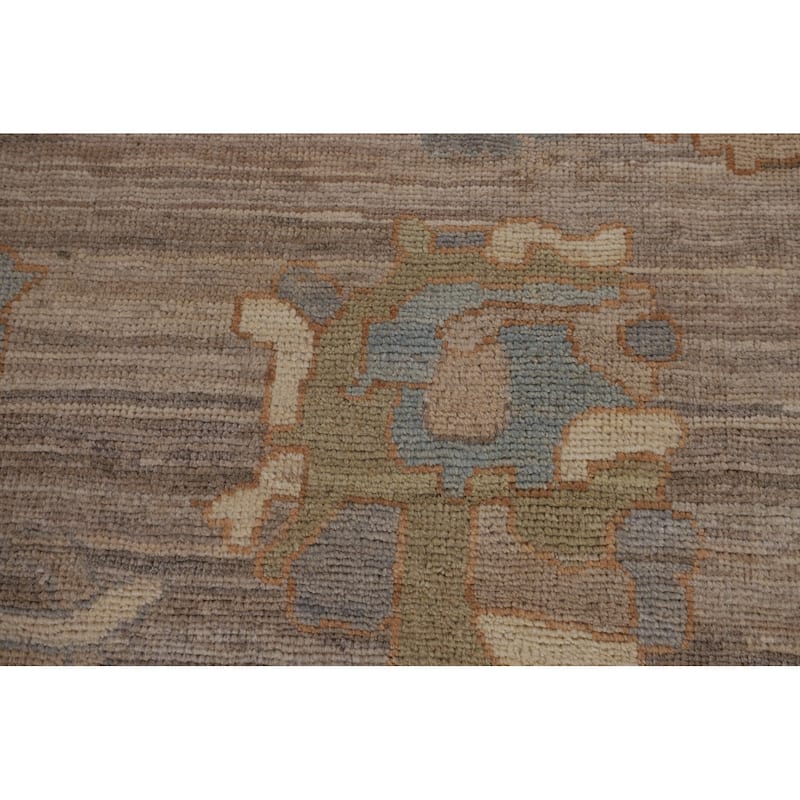 Beige Oushak Vegetable Dye Area Rug Hand-Knotted Wool Carpet - 9'1"x 12'0"