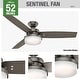 preview thumbnail 9 of 27, Hunter 52" Sentinel Ceiling Fan with LED Light Kit and Handheld Remote