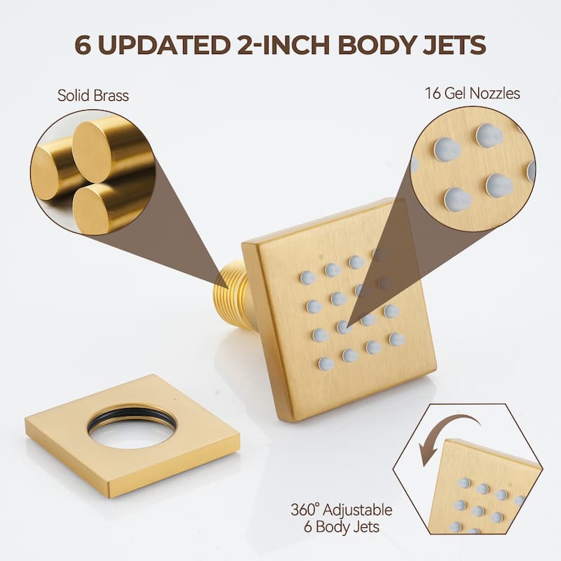 Pressure-Balanced 3-Spray 12 in. Wall Mount Shower System with Handheld Shower Head and 6 Body Jets - 12" x 12"