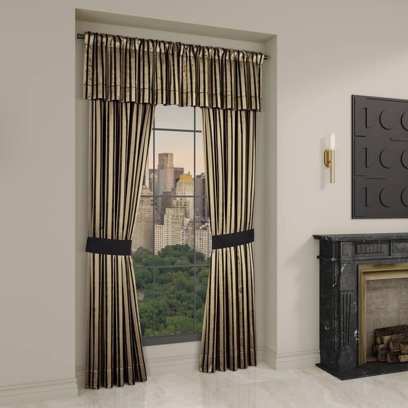 Calvari Black And Gold Window Straight Valance
