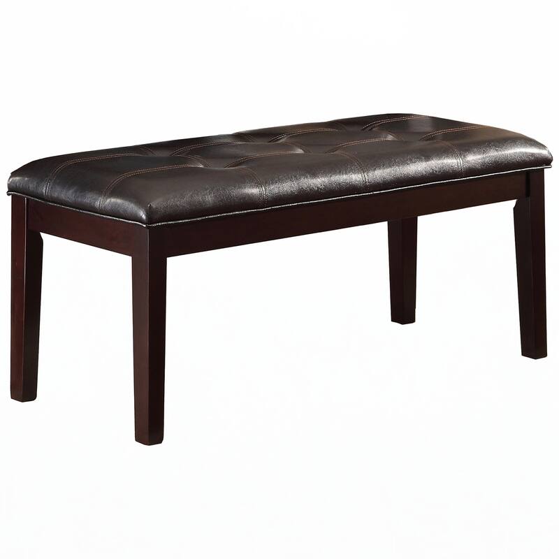 Espresso Finish 1pc Dining Bench Faux Leather
