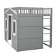 preview thumbnail 40 of 112, Solid Wood House Loft Bed with Window Design and Ladder, Twin/Full Size Playhouse Bed Loft Bed Frame with Guardrail for Kids