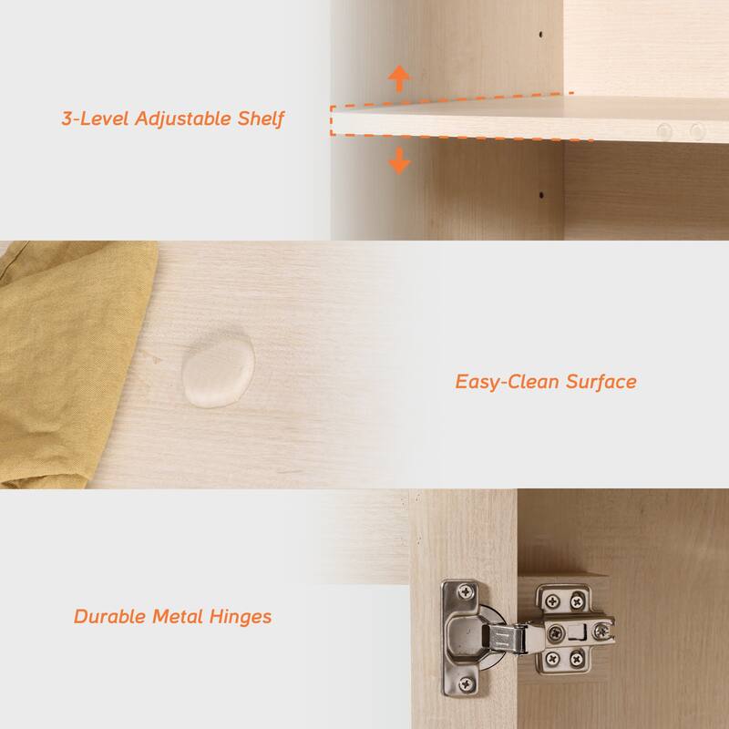 WAMPAT Farmhouse Entertainment Center with Bookshelves, Modular TV Stand with Drawers & Glass Doors - 126"W x 72.2"H x 15.4"D