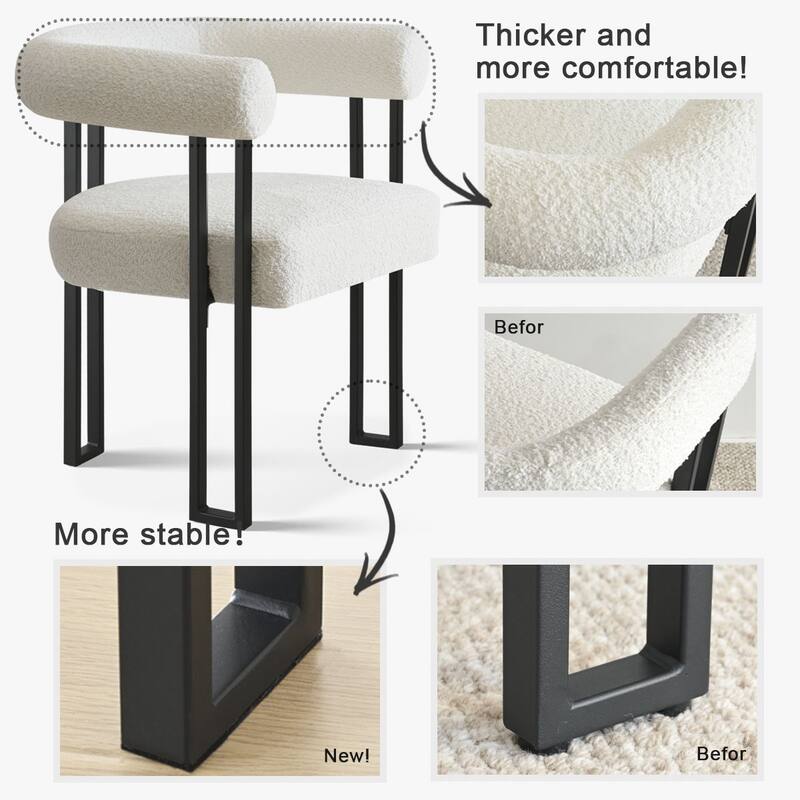 Boucle Upholstered Arm Chair(Set of 2)