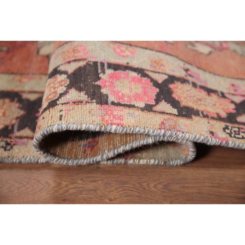 Hand Knotted Oriental 100% Wool Carpet Traditional All-Over Oranges & Rust Tabriz Runner Rug - 9' 7'' X 4' 2''