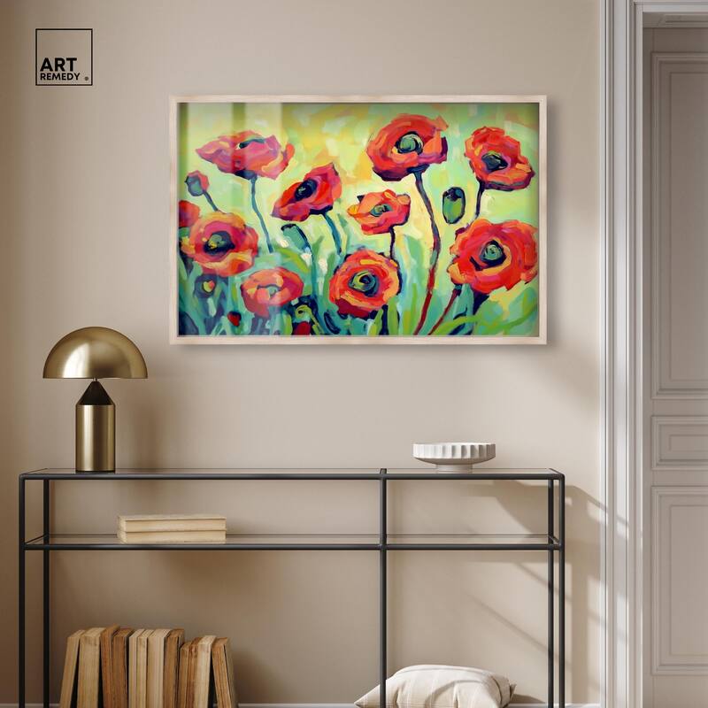 Red Poppy Field I Shadowbox by Art Remedy