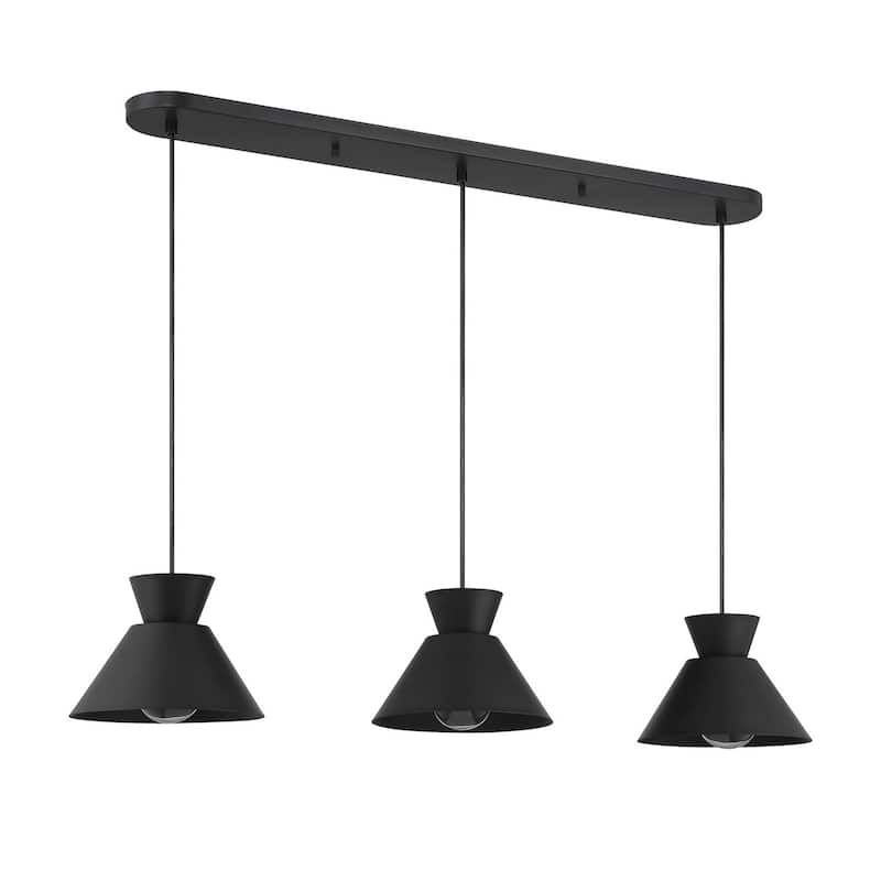 3-Light Linear Chandelier By Trade Winds - Matte Black
