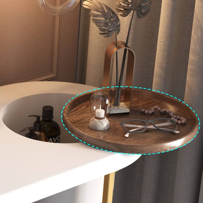 Modern Makeup Vanity Table With LED Lighted Mirror,Dressing Table with Movable Tray Top, 3 Solid Wood Drawer, Without Stool