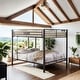 preview thumbnail 1 of 4, Stylish Queen-over-Queen Bunk Bed with Sturdy Metal Construction, Sandy Black Finish, Full-Length Guardrail & Reversible Ladder Black
