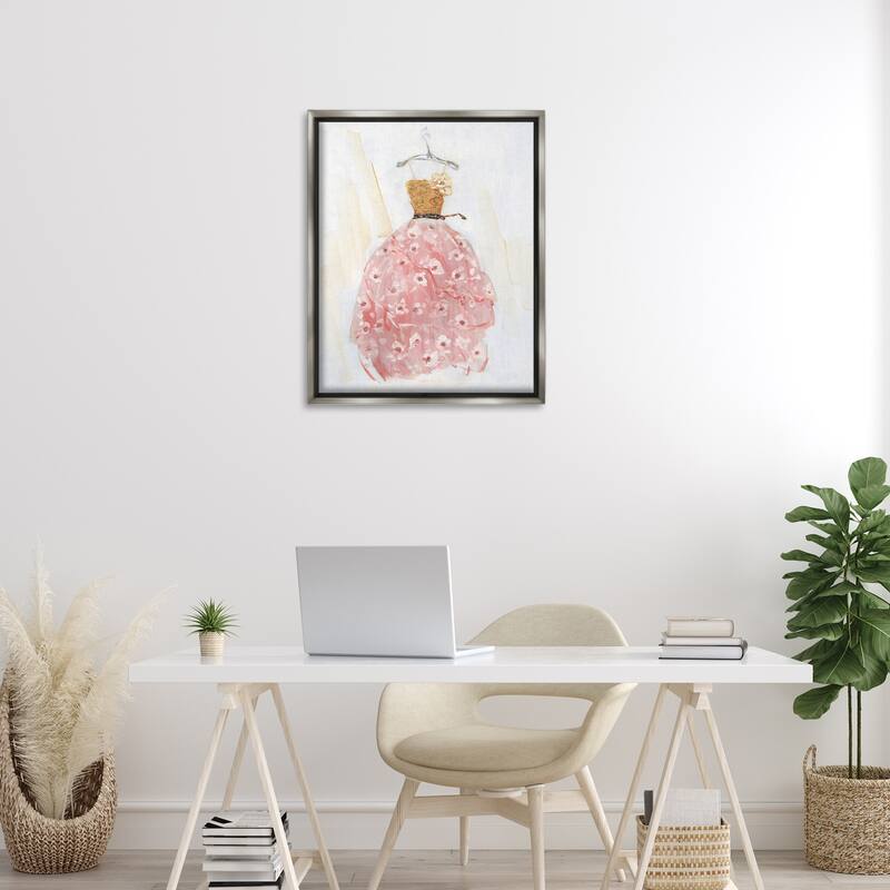 Stupell Elegant & Sophisticated Pink Gown Framed Floater Canvas Wall Art Design By Sally Swatland