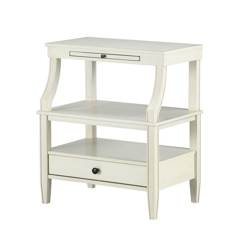 Classic Antique White Storage Nightstand with Elegant Design and Practical Functionality
