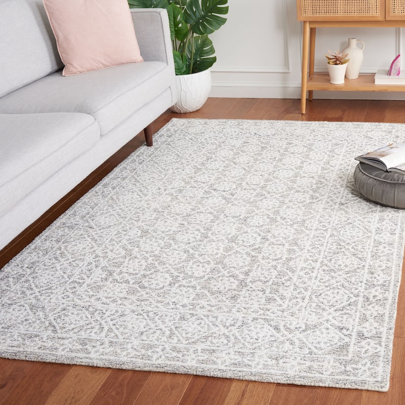 SAFAVIEH Handmade Ebony Franze Modern Wool Rug - 5' x 8' - Ivory/Grey