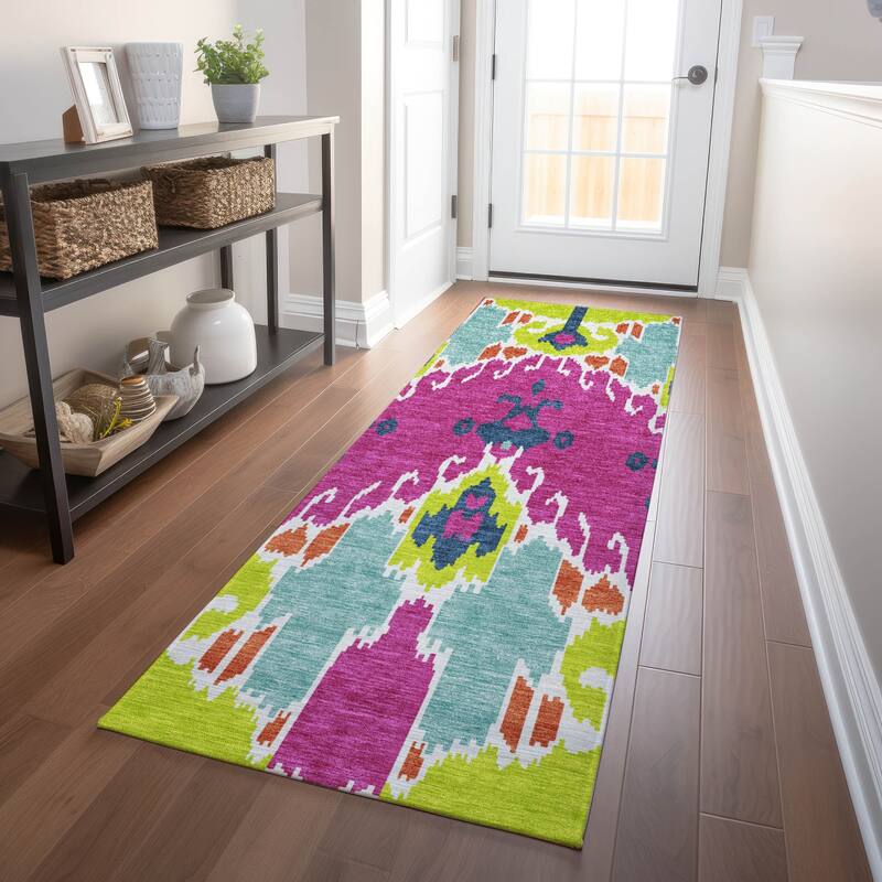 Premium Washable Super Soft Boho Ikat Mayfield Rug - Pink - 2' 3" x 7' 6" - Runner