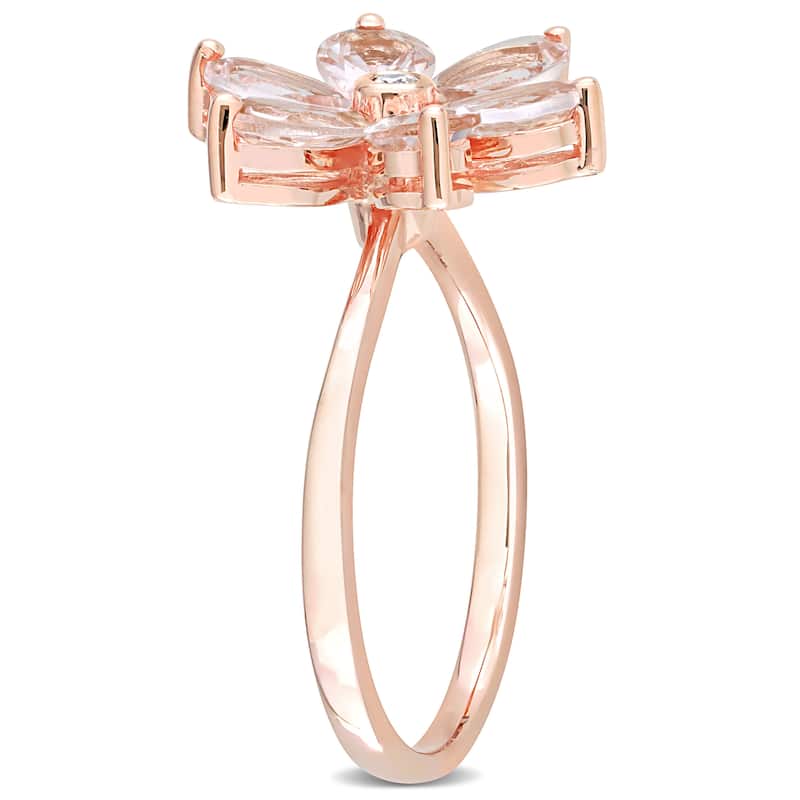 Miadora 10k Rose Pear-cut Morganite and Diamond Accent Floral Ring
