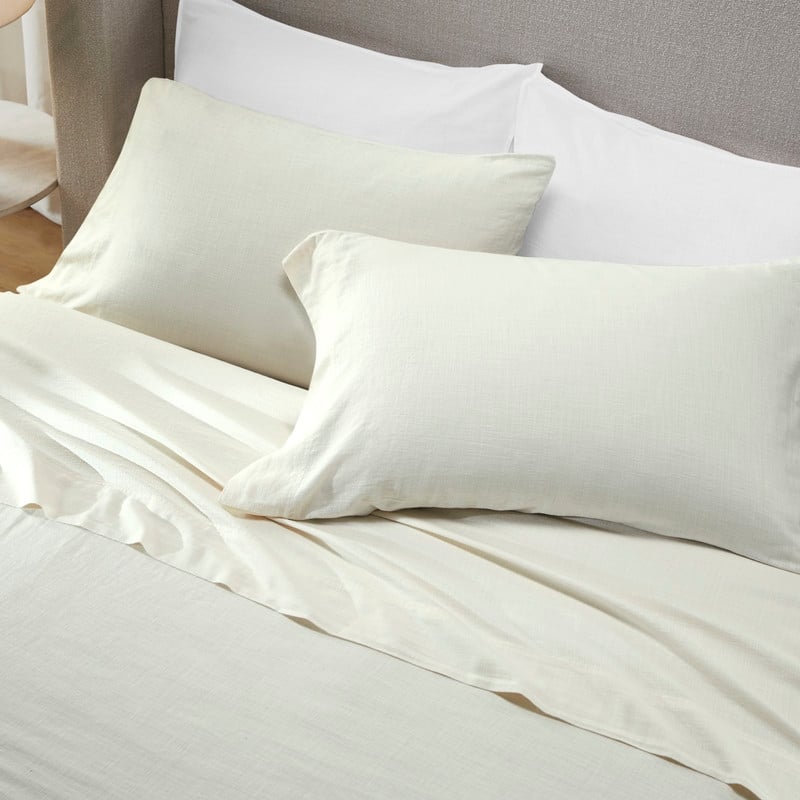 Superior Chloe 100% Cotton Percale Linen Texture Pillowcases, Set of 2