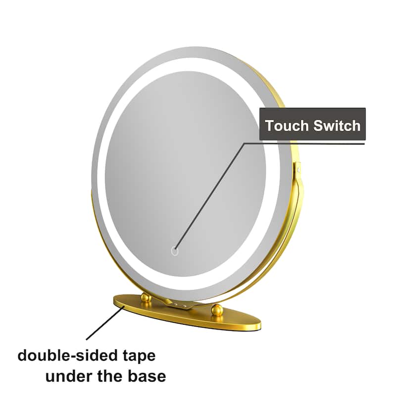 TOOLKISS 19-inch Round Dimmable LED Tabletop Makeup Mirror - 19"