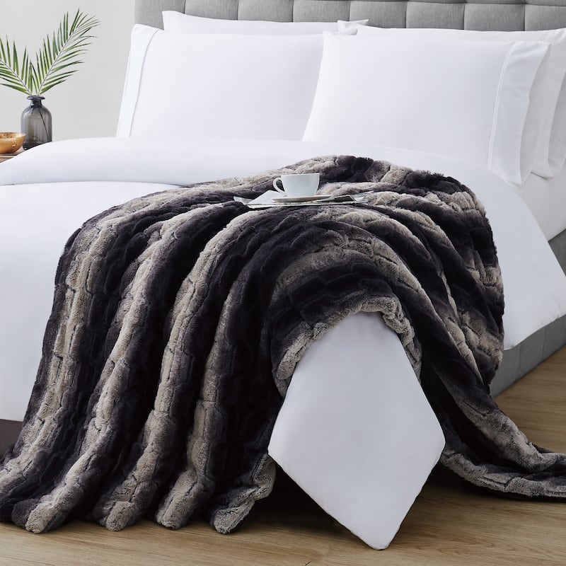 Christian Siriano NY® 60 x 70 Oversized Black Ombre Faux Fur Filled Throw