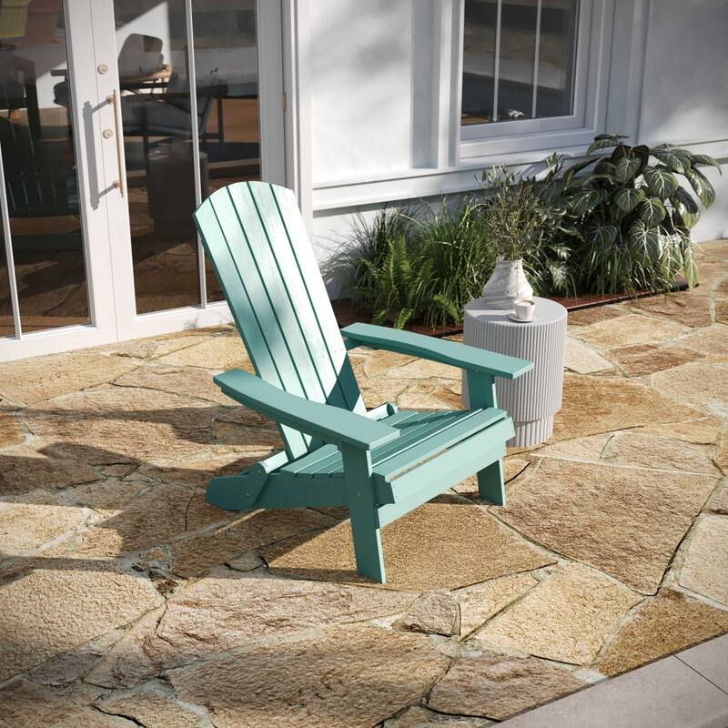 All-Weather Poly Resin Folding Adirondack Chair - Patio Chair