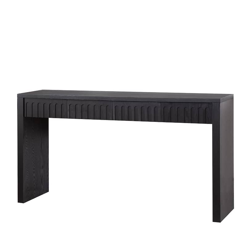 Modern Black Console Table with 4 Drawers - 59.2" Entryway Table with Storage