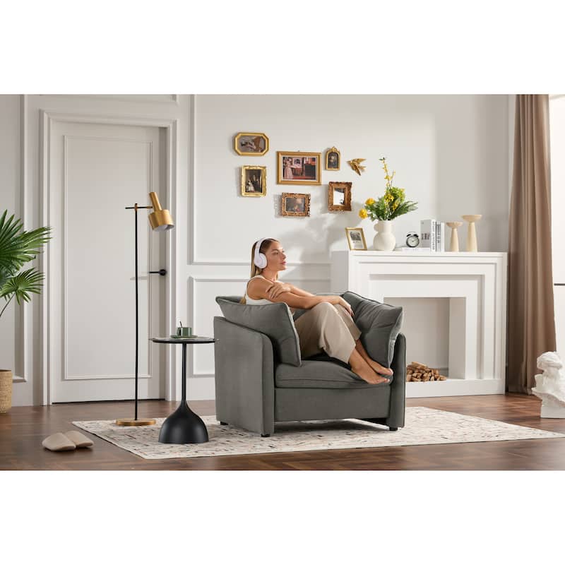 Modern Style Chenille Oversized Armchair Accent Chair Single Sofa Lounge Chair for Living Room, Bedroom - Grey