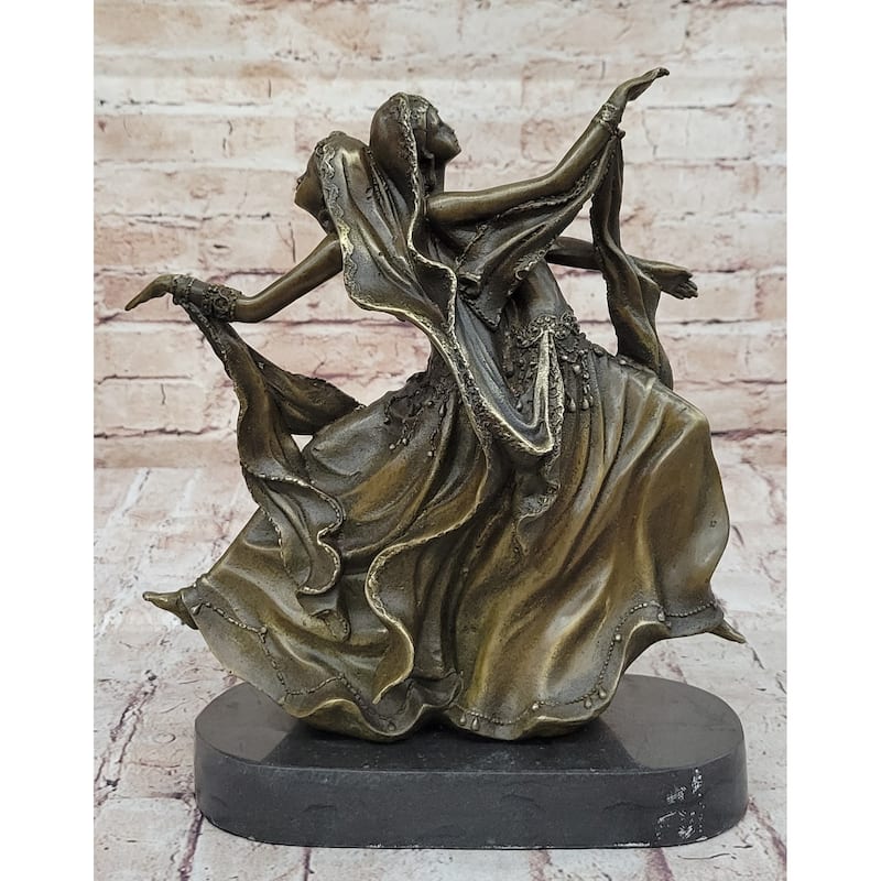 Gemini Twin Dancer Girls Bronze Statue Sculpture Figure Vitaleh Original 11 Inches X 10 Inches