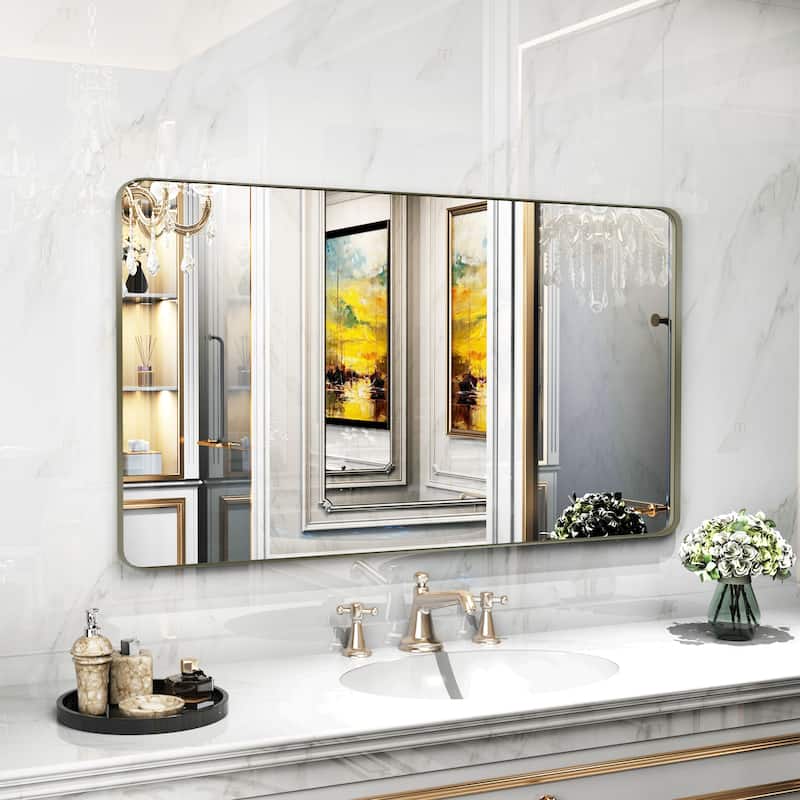 QuivaraView Rectangular Aluminum Framed Bathroom Vanity Mirror - 48" x 40" - Bronze