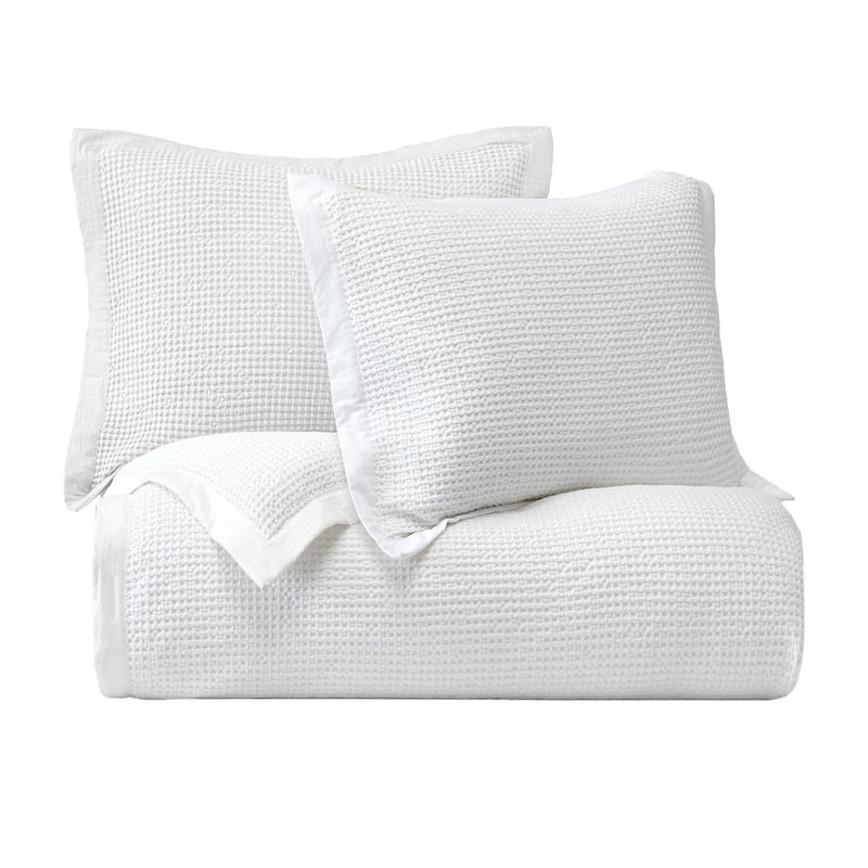 HiEnd Accents Stonewashed Cotton Waffle Weave Traditional Bedding 3 Piece Duvet Cover Set